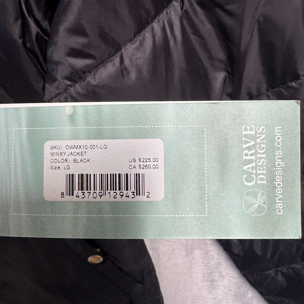 Carve Designs Minxy Jacket Womens Large Black Down Puffer Coat Quilted Winter - Picture 5 of 15